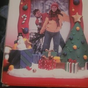 Festive Holiday Photo Frame with Christmas Tree and Gifts